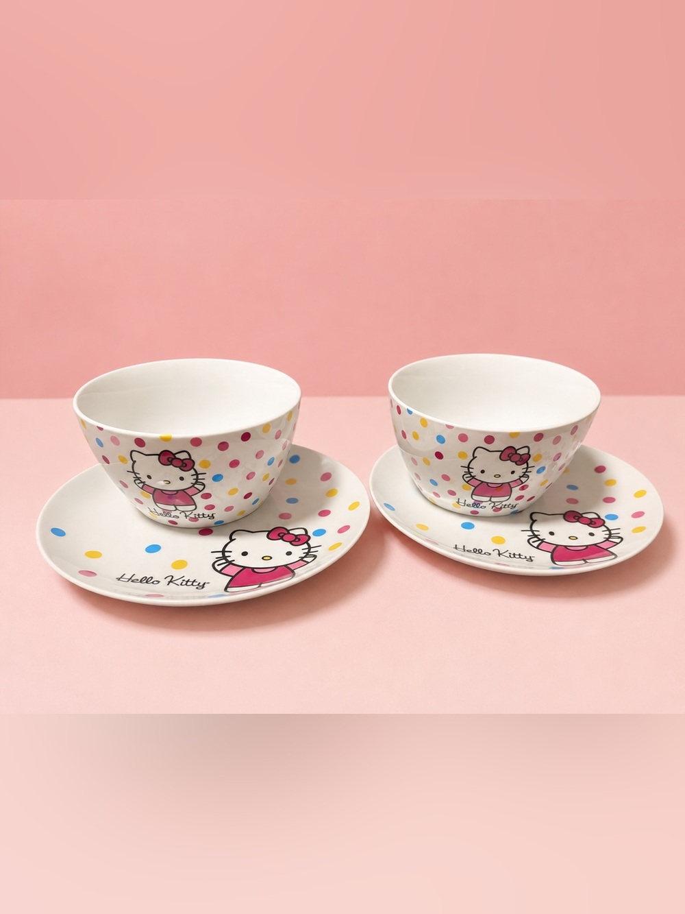 RARE Hello Kitty 2013 Sanrio Porcelain Plate & Bowl Set – Set of 2